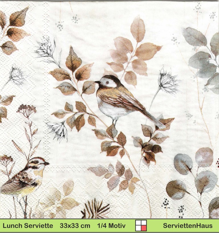 Spatz im herbstlichen Laub - 1 Lunch Serviette