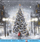 Weihnachtsbaum auf dem Marktplatz bei Nacht - 1 Cocktail Serviette