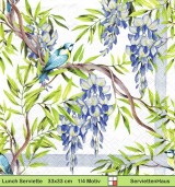 Meise in blauem Blauregen - 1 Lunch Serviette