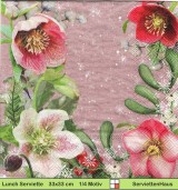 Nieswurz Helleborus Christrose auf rosa - 1 Lunch Serviette