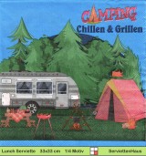 Camping Chillen Grillen im Wald mit Zelt und Wohnwagen - 1 Lunch Serviette