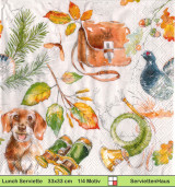 Dackel Auerhahn Trompete Fernglas - 1 Lunch Serviette