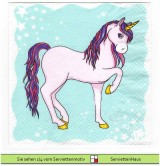 Einhorn in rosa auf blau - 1 Lunch Serviette