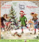 Kinder spielen im Schnee - 1 Lunch Serviette