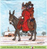 Guy Untereiner - Nikolaus auf seinem Esel - 1 Lunch Serviette