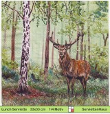 Hirsch im Wald stehend - 1 Lunch Serviette