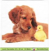 Hund und Küken beste Freunde - 1 Lunch Serviette