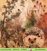 Igel und Vogel im herbstlichen Garten - 1 Lunch Serviette