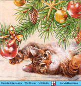 Katze unter dem Tannenbaum - 1 Cocktail Serviette
