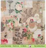 Kleine Bilderrahmen und Blumen - 1 Lunch Serviette