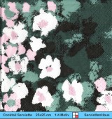 Kleine Blumen in rosa und weiß - 1 Cocktail Serviette - halbes Motiv