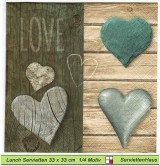Love Herzen auf Holz - 1 Lunch Serviette
