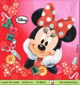 Disney Minnie Mouse mit Nähutensilien - 1 Lunch Serviette - Vier verschiedene 1/4 Motive