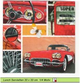 Oldtimer Zapfsäule Außenspiegel Cabrio -1 Lunch Serviette
