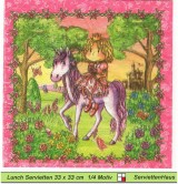 Prinzessin mit Einhorn im Wald - 1 Lunch Serviette