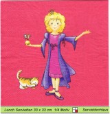 Prinzessin mit Maus und Katze - 1 Lunch Serviette