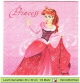 Prinzessin mit roten Haaren und rotem Kleid auf rosa - 1 Lunch Serviette