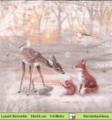 Reh Fuchs und Eichhörnchen im Wald - 1 Lunch Serviette
