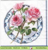 Rose auf Teller liegend - 1 Lunch Serviette