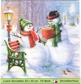 Schneemann mit Geschenke - 1 Lunch Serviette