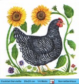 Schwarzes Huhn unter Sonnenblumen - 1 Cocktail Serviette