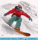 Snowboarder - 1 Cocktail Serviette