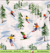 Skifahrer am Abhang - 1 Lunch Serviette