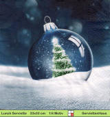 Weihnachtskugel mit Tannenbaum im Schnee - 1 Lunch Serviette