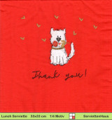 Thank you! mit kleinem Hund und Rose - 1 Lunch Serviette