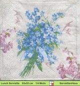 Vergissmeinnicht mit kleinen Rosen und Schwalben - 1 Lunch Serviette