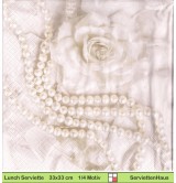 Weiße Perlen und weiße Rosen - 1 Lunch Serviette