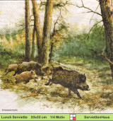 Wildschweine im Wald - 1 Lunch Serviette