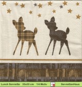 Zwei Rehe mit Sternen - 1 Lunch Serviette